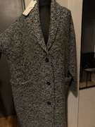 ZARA długi sweter kardigan płaszcz z wełną wdzianko oversize gruby szary