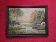 Stary obraz na płótnie sygnowany 