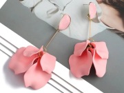 Kolczyki damskie długie wiszące-pudrowy roz