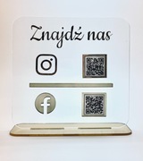 Tabliczka firmowa z kodem QR Instagram Facebook Reklama z pleksi