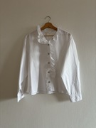 Biała koszula z falbanką H&M galowa oversize L 42 44 elegancka bawełniana