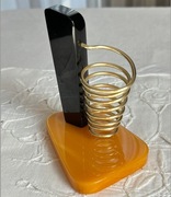 Stojak bakelit na długopis /patyczki koktajlowe spirala metal art-deco
