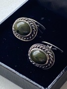 unikat kolekcjonerskie spinki vintage ORNO Warszawa Polski Nefryt srebro