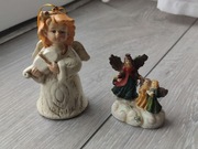 Zestaw figurki ceramiczne anioły świąteczne 