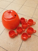 Ceramiczny zestaw do grzanego wina ponchu z czasów PRL