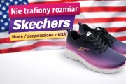 Buty damskie Skechers sportowe lekkie wygodne nowe USA czarne fioletowe