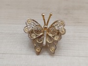 ZŁOCONA BROSZKA SREBRO PRÓBA 800 ITALIA WŁOCHY FILIGRAN MOTYL