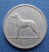Moneta Irlandia 6 pensów 1958