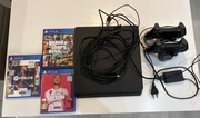 PlayStation 4 Slim 1TB + 2 pady + 3 gry + stacja ładująca