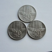 5 # Zestaw 20 złotych 1973, 1974,1976 kpl.  od  zł