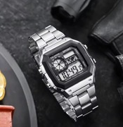 męski zegarek sportowy LED | Wodoodporny, wojskowy zegarek cyfrowy ze stali