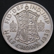 Wielka Brytania 1/2 korony 1939 - król Jerzy VI - srebro
