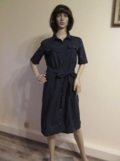 LILY & ME granatowa sukienka na guziki koszulowa len i wiskoza _ L