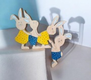 Zajączki wiszące dekoracja wielkanocna drewno ręcznie malowane.Półka.Regał 