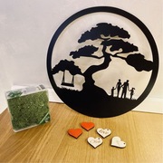 30 cm baza czarna + mech + serca drzewo rodzina mech chrobotek super jakość