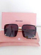 Nowe Okulary przeciwsłoneczne Miu Miu UV400 Kremowe Ochrona Etui Lustrzane