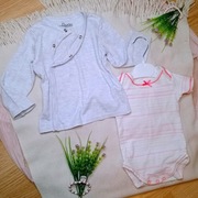 62-68cm, Sweterek+Body Zestaw Dziewczynka Zapinany Napy Szary Neon