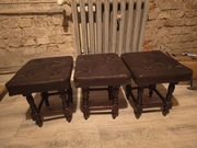 3szt. Taboret pufa krzesło z obiciem skórzanym PRL OKAZJA