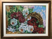 Obraz kwiaty haft koralikowy