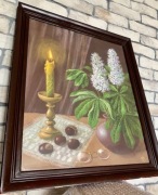 Stary sygnowany obraz akwarela martwa natura ND