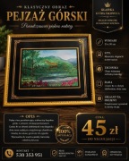 Obraz dekoracyjny ścienny pejzaż górski 26x30cm retro PRL