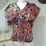 Crystals bluzka M wiskoza kolorowa dekolt V guziki krótki rękaw