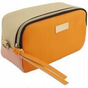 Duża kosmetyczka Kemer pomarańczowa skóra ekologiczna 