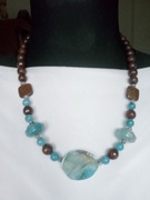 Naszyjnik  korale agat jadeit sr.925