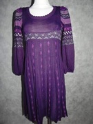 Bonprix Sukienka z dzianiny, fioletowa we wzory 38/40