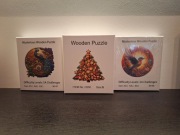 3 zestawy - Drewniane Wooden Puzzle Choinka, Paw i Ptak