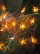 Lampki na halloween, liście klonu 