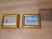 Dwa Obrazy / Płytka porcelanowa Vintage Porsgrund