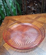  Duża szklana różowa taca z lat 70-tych- Huta Zawiercie nr.kstalogowy 340