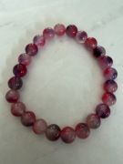 Bransoletka szklana 8 mm – czerwono-różowa