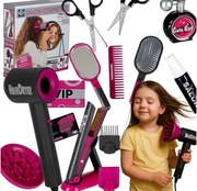 ZESTAW FRYZJERSKI DLA DZIECI – SUSZARKA, PROSTOWNICA, 19 ELEMENTÓW Z EFEKT