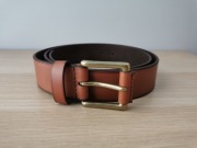 Pasek skórzany Bonprix ceglastoczerwony Obwód 100