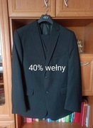 Trzyczęściowy wełniany garnitur (marynarka, kamizelka, spodnie) L/XL