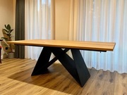 STÓŁ LOFT ROZKŁADANY BLAT DĘBOWY NOGI STALOWE