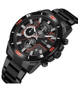 Czarny elegancki zegarek męski bransoleta duży solidny Perfect CH02M