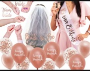 Zestaw na panieński wieczór, tatuaże szarfa welon balony 