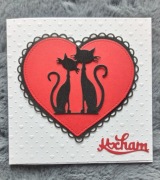 Kartka walentynkowa ręcznie robiona koty kotki