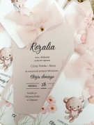 Zaproszenia misie na roczek urodziny chrzest