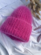 Czapka beanie ręcznie robiona angora 80 % 