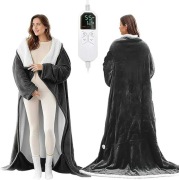 Koc elektryczny z rękawami i kieszenią na stopy 130x180cm 