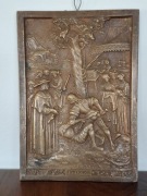 Relief Płaskorzeźba Brąz  Scena pojedynku rycerzy Antyk sygnowany