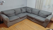 EKTORP Sofa narożna 4-osobowa, Hakebo ciemnoszary