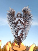 Anioł Stróż. Dowolny grawer. Figurka akrylowa na drewnianej podstawce