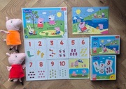 Świnka Peppa Puzzle x2 + Gra Memo + Maskotka x2