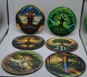 PODKŁADKI pod kubek ZESTAW 6 szt. DRZEWO ŻYCIA Drewniane BOHO Joga