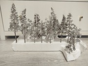 Drzewka na makietę- zima - 16 szt 10-24 cm 